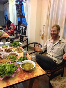 Unbelievable feast we shared at the Saigon Hotel in Ninh Binh with the hotel owner and her family.  Incredible kindness.