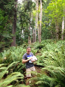 Ruby's first bush whack.  Yes, with this guy, we don't start with a groomed hike.